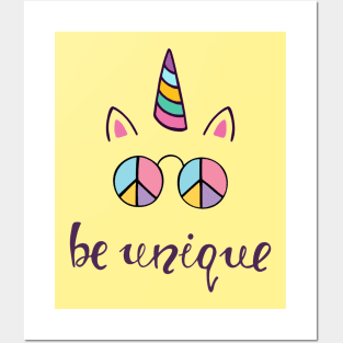 Be Unique Cute Inspiration Positive Cat Quote Posters and Art